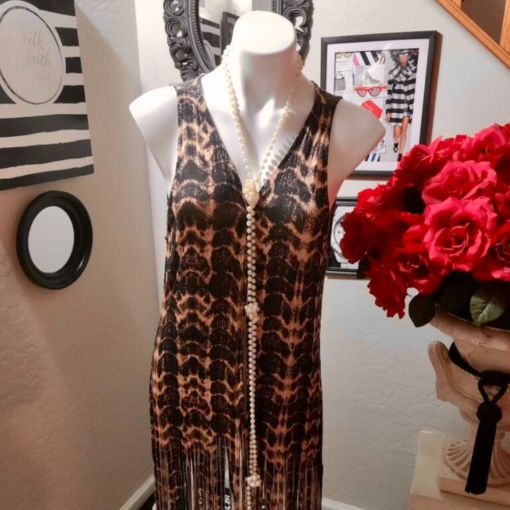 Leopard Fringe Vest